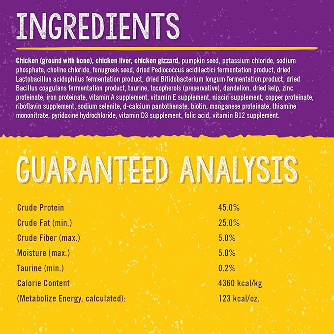 Stella & Chewy's Freeze-Dried Raw Cat Dinner Morsels – Grain Free, Protein Rich Cat & Kitten Food – Chick Chick Chicken Recipe – 3.5 oz Bag