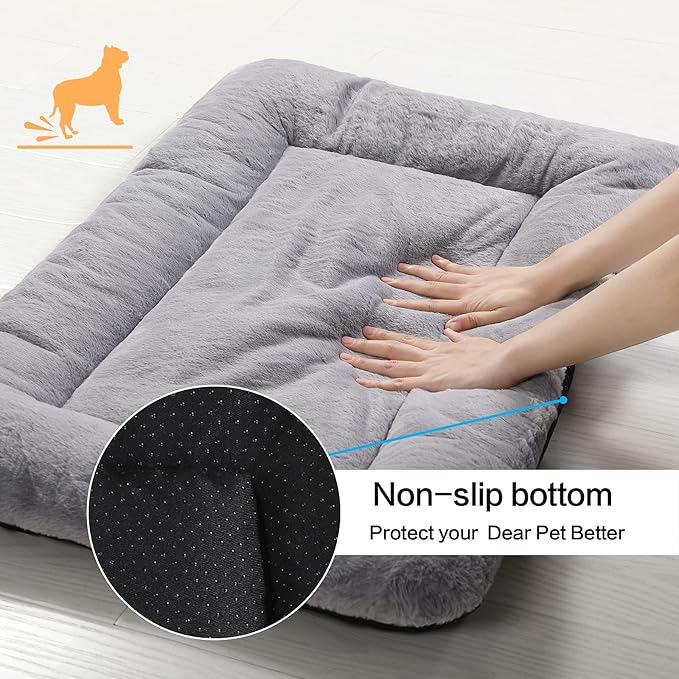 Dog Beds Crate Pad for Extra Small Dogs Fit Metal Dog Crates,Ultra Soft Dog Crate Bed Washable & Anti-Slip Kennel Pad Cat Bed Pad Mat,Gray 22inch