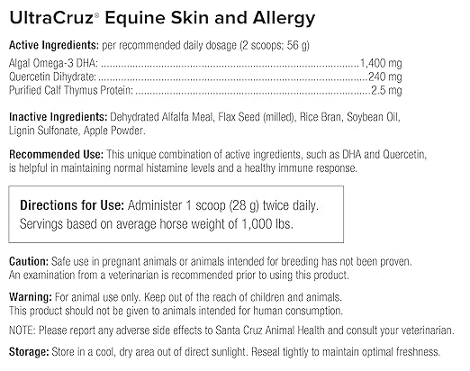 UltraCruz Equine Skin and Allergy Supplement for Horses, 4 lb. Pellet