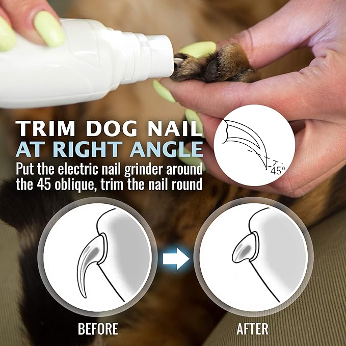 Cat and Dog Nail Grinder - Rechargeable Electric Pet Nail Clipper & Trimmer- Painless Paws Grooming - Quiet 2-Speed Motor. 3 Size Ports for Small, Medium, Large Pets- Up to 4 Hours of Charge