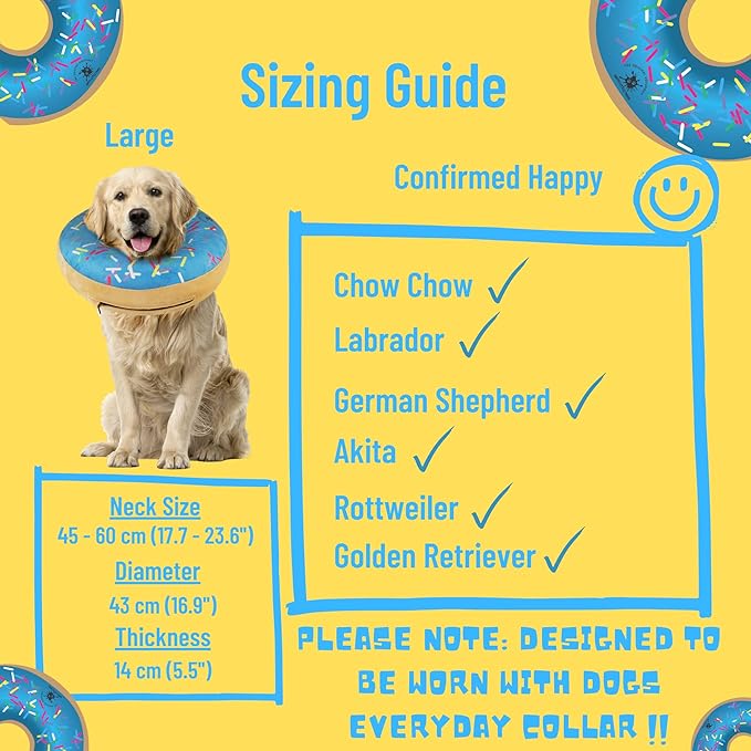 Dog Donut Collar | Great Alternative to a Traditional Dog Cone or a Soft Dog Cone Collar | Our Inflatable Dog Cone is an Excellent Cone for Dogs after Surgery | Dog Cones for Large Dogs (Blue)