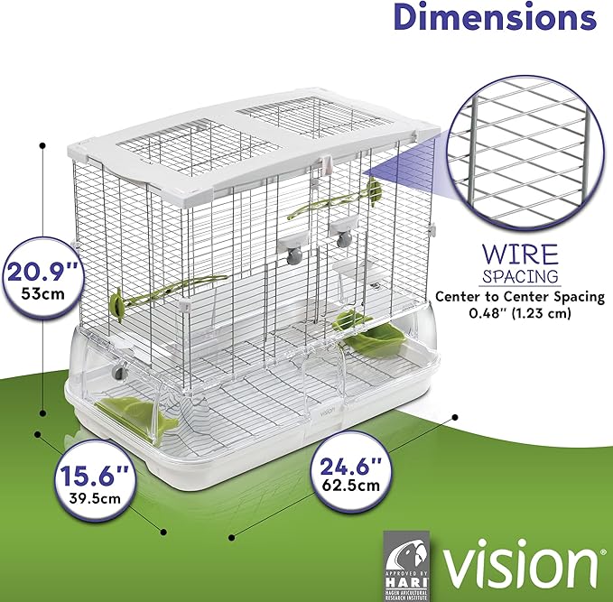 Vision M01 Wire Bird Cage, Bird Home for Parakeets, Finches and Canaries, Medium