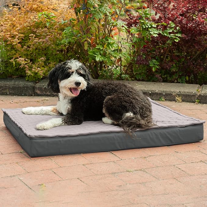 Furhaven Water-Resistant Orthopedic Dog Bed for Large/Medium Dogs w/ Removable Quilt Top & Washable Cover, For Dogs Up to 55 lbs - Indoor/Outdoor Quilt Top Convertible Mattress - Gray, Large