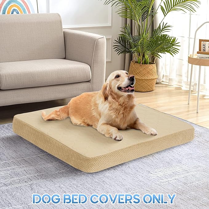 CHHKON Dog Bed Covers Replacement Washable Waterproof Pet Puppy Bed Cover for Dog, Cover Only (Beige,36x27x6 inch)