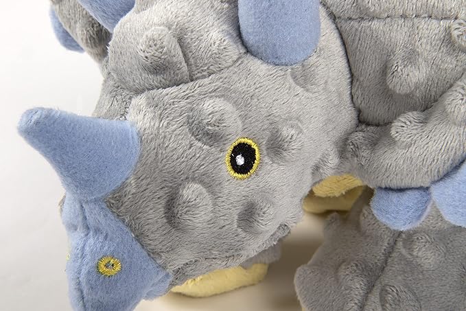 goDog Dinos Frills Squeaky Plush Dog Toy, Chew Guard Technology - Gray, Large