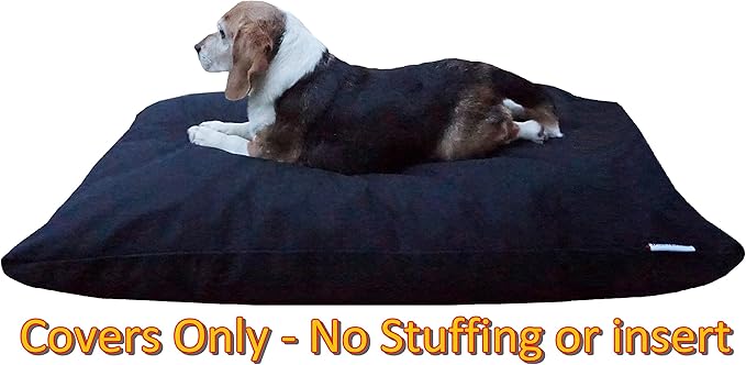 Do It Yourself DIY Pet Bed Pillow Duvet Canvas Cover + Waterproof Internal case for Dog/Cat at Medium 36"X29" Black Color - Covers only