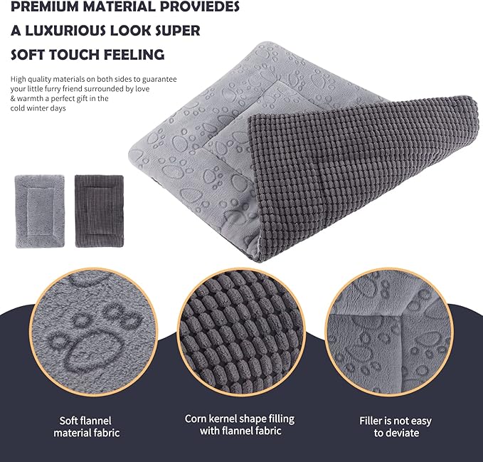IEUUMLER Dog Bed, Reversible Washable Mat, Soft Premium Plush Dog Crate Pad, Pet Sleeping Mattress for Small/Medium/Large Dogs and Cats FC014 (Gray,42"*28")