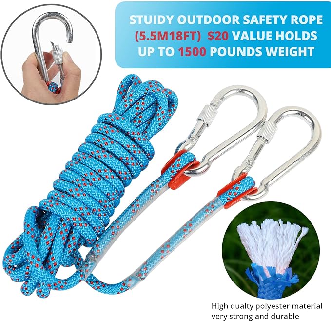 Spring Pole Dog Rope Toys: Dog Rope Pull & Tug of War Toy with a Big Spring Pole Kit & 2 Strong Dog Rope Toys & 16ft Rope - Muscle Builder Interactive Dog Toy for Pitbull Medium Large Dog Alaska