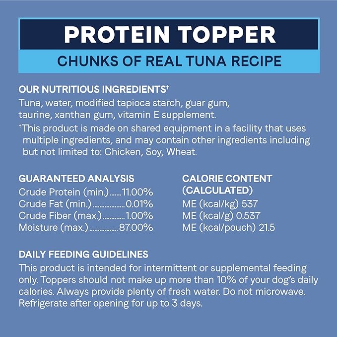 CANIDAE Pure Petite Protein Topper Wet Dog Food for Small Breeds, Chunks of Real Tuna in Gravy Recipe, 1.4 oz. (Case of 12)