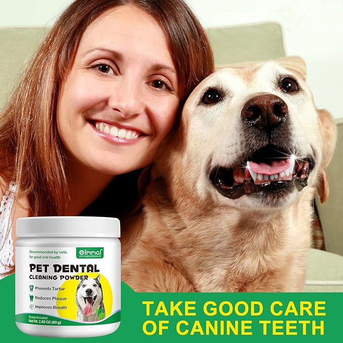 Teeth Cleaning Powder for Dogs, Dental Powder for Dogs - Dog Breath Freshener Powder with Probiotics for Bad Breath, Plaque, Tartar Remover - Dental Care Supplies for Small, Medium, Large Dogs - 80g