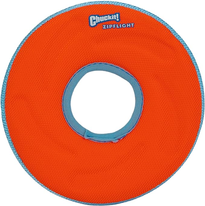 Chuckit Zipflight Flying Disc Dog Toy, Medium (8.5"), Orange and Blue