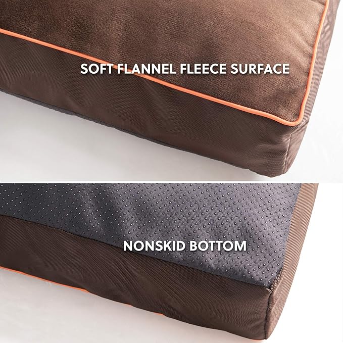Bedsure Waterproof Dog Beds for Extra Large Dogs - Up to 100lbs XL Dog Bed with Removable Washable Cover, Pet Bed Mat Pillows, Brown