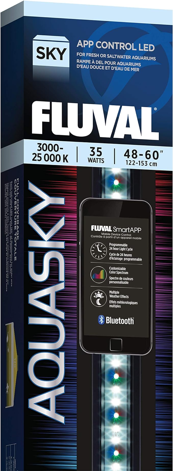 Fluval Aquasky 2.0 LED Aquarium Lighting, 35 Watts, 48-60 Inches
