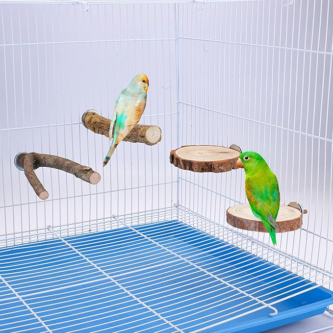 Mogoko Natural Wood Bird Perches Birdcage Stands Parrot Perch Stand Perch Platform Cage Accessories Cockatiel Toys for Budgies Parakeets Lovebirds