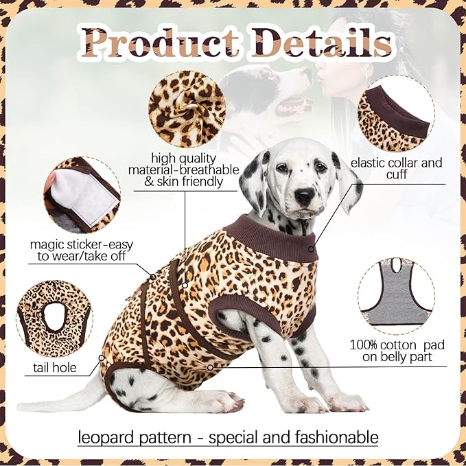 Kuoser Dog Surgery Recovery Suit, Recovery Suit for Female Male Dogs, Dog Onesie After Surgery Spay Neuter, Anti-Licking Pet Surgical Recovery Snugly Suit, Bodysuit for Abdominal Wounds Skin Disease