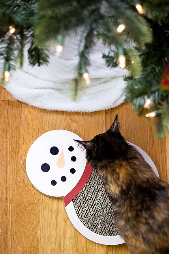 Pearhead Holiday Snowman Cat Scratch Pad, Cat Toy Scratch Pad for The Holidays, Festive Christmas Scratch Pad, Snowman Toy for Cats