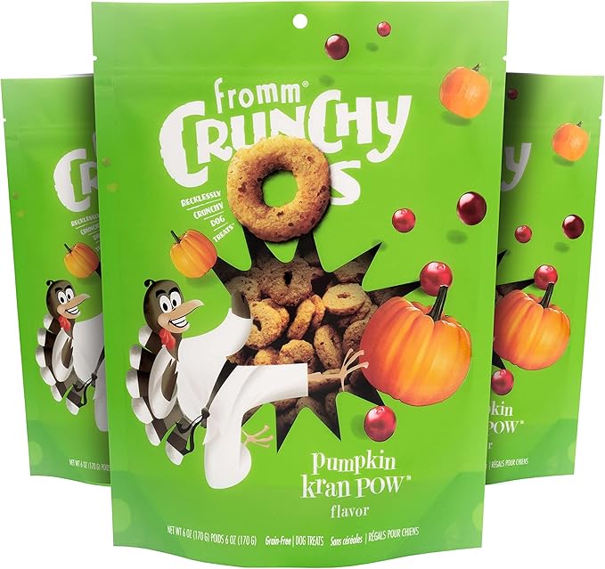 Fromm Crunchy Os Pumpkin Kran Pow Dog Treats - Premium Crunchy Dog Treats - Turkey Recipe - Pack of (3) 6 oz Bags