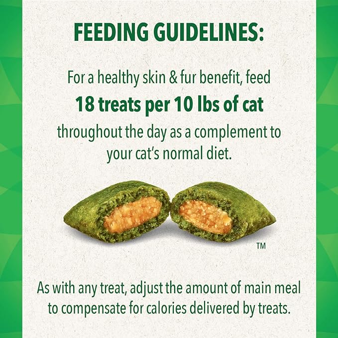 Greenies Feline Smartbites Skin & Fur Crunchy and Soft Natural Cat Treats, Salmon Flavor, 4.6 oz. Pack (Pack of 2)