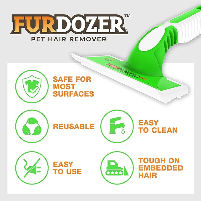 FurDozer X6 Pet Hair Remover & Auto Detailing Tool - Cat & Dog Hair Remover for Carpets, Car Interiors, Couches, Bedding, & Pet Furniture - Reusable Pet Hair Removal Tool for Fur & Lint (2-Pack)