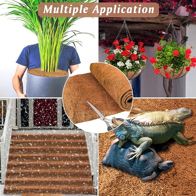 ZeeDix 3 Rolls Coconut Fiber Reptile Substrate Mat, 16 x 36 inches Natural Coco Mat Reptile Carpet Coco Fiber Liner Turtle Bedding Reptile Terrarium Liner for Lizard Snake Turtle Gecko Bearded Dragon