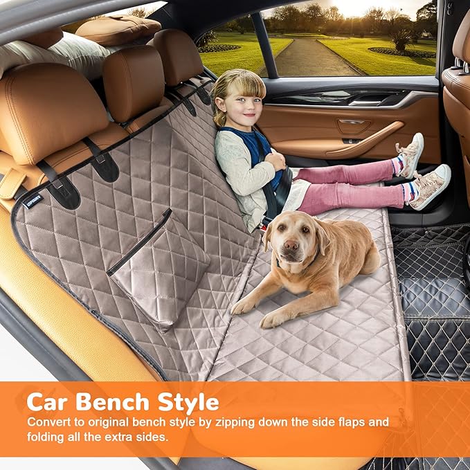 URPOWER Dog Seat Cover Car for Pets 100% Waterproof Pet Hammock 600D Heavy Duty Scratch Proof Nonslip Durable Soft Back Covers Cars Trucks and SUVs