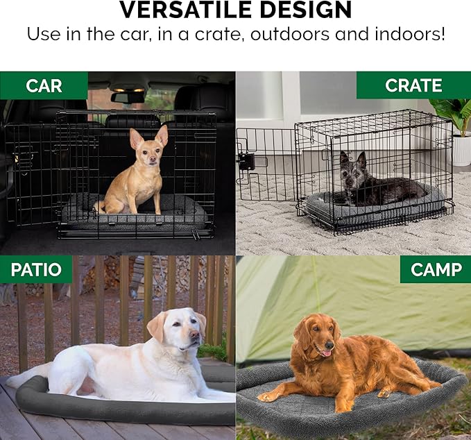 Furhaven Dog Bed for Large Dogs, 100% Washable, Sized to Fit Crates - Sherpa Fleece Bolster Crate Pad - Gray, Jumbo/XXL