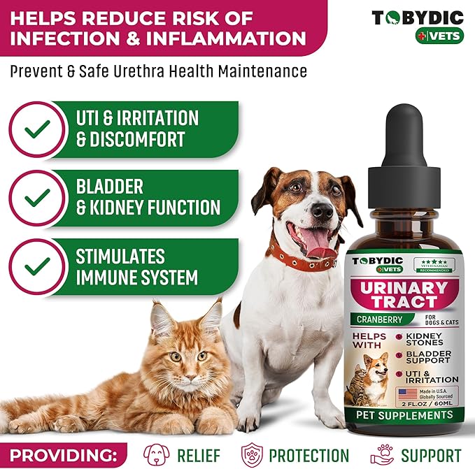 Cat & Dog Natural UTI Medicine & Urinary Tract Infection Treatment with Cranberry - Kidney + Bladder Support Supplement - Best Prevention for Urine Incontinence & Bladder Stones - Pet Renal Health