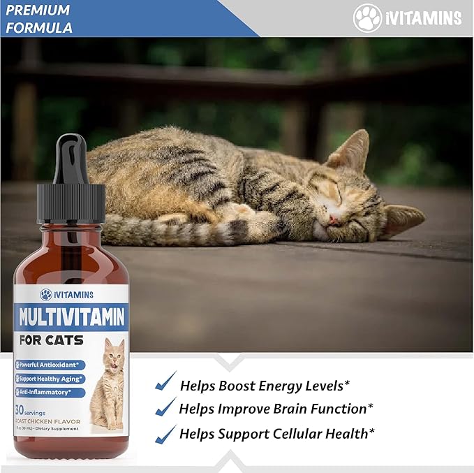 Cat Multivitamin - Supports Immune Health, Skin, Coat, Heart Health & More - Cat Vitamins - Cat Supplements & Vitamins - Cat Vitamins for Indoor Cats - Kitten Vitamins - Cat Immune Support - (2)