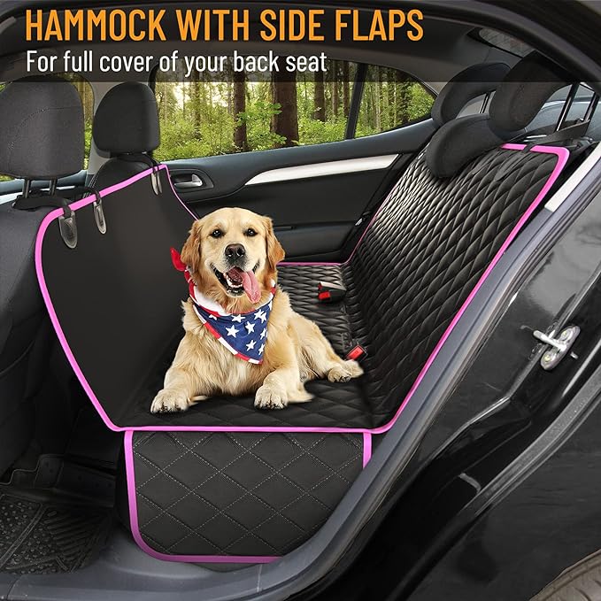 Active Pets Dog Car Seat Cover for Back Seat - Durable, Nonslip, Waterproof 600D Cotton 3-in-1 Hammock - Protector Against Dirt, Shedding and Scratching for Large SUVs and Trucks XL