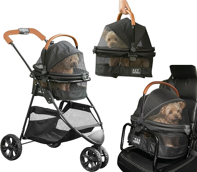 Pet Gear 3-in-1 Travel System, View 360 Ultra Light Travel System Stroller Converts to Carrier and Booster Seat with Easy Click N Go Technology, for Small Dogs & Cats, 4 Colors