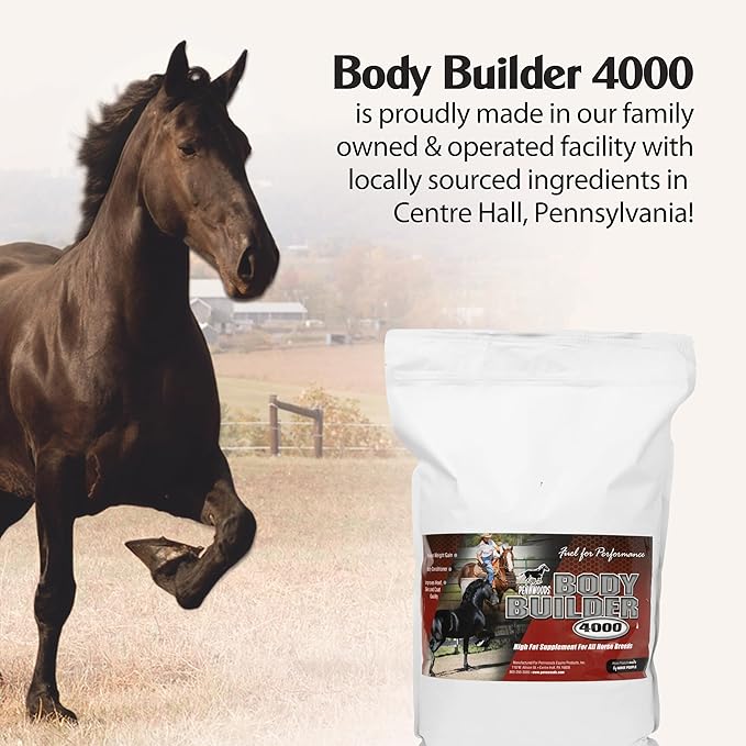 Body Builder 4000, Horse Weight Gain Supplement, High Fat and Energy Horse Weight Builder with Body Conditioning Horse Vitamins, Improves Hoof Quality - 25 LB Bag