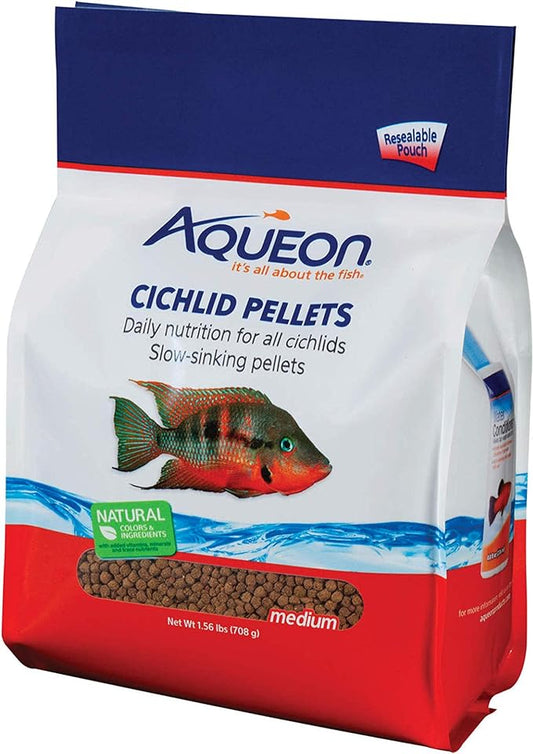 Aqueon Cichlid Slow Sinking Fish Food Pellets, Medium Size, 25 Ounce