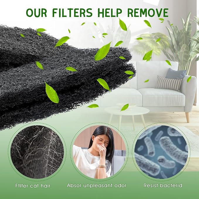 8 Pack Carbon Filters Compatible with Model 4, Cat Litter Box Filters Replacement to Absorb Odors Control Damp from Pets and Keep Home Fresh