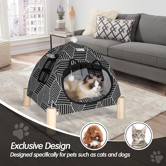 Pet House,Cat and Dog Waterproof Tent House,Breathable Washable Indoor/Outdoor Pet Tent,Suitable for Kitty, Puppy, Bunny and Small Animal(Black Diamond)