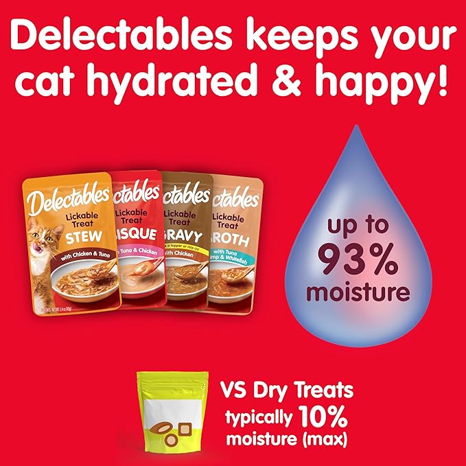 Hartz Delectables Bisque Tuna & Salmon Lickable Wet Cat Treats, 12 Count