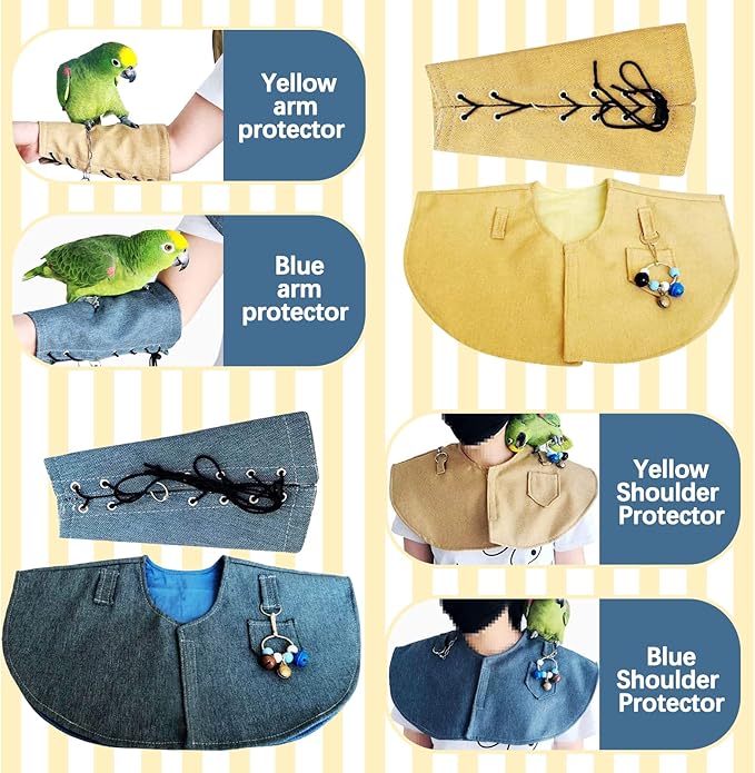 Bonaweite Pet Bird Shoulder Poop Protector, Anti-Bite Shoulder Pad Diaper Shawl for Parrot, Protective Anti-Scratch Arm Guard for Macaw African Budgies Parakeet Agapornis Fischeri Cockatiel Lovebird