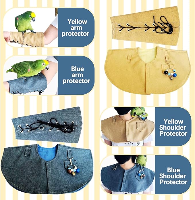 Bonaweite Pet Bird Shoulder Poop Protector, Anti-Bite Shoulder Pad Diaper Shawl for Parrot, Protective Anti-Scratch Arm Guard for Macaw African Budgies Parakeet Agapornis Fischeri Cockatiel Lovebird