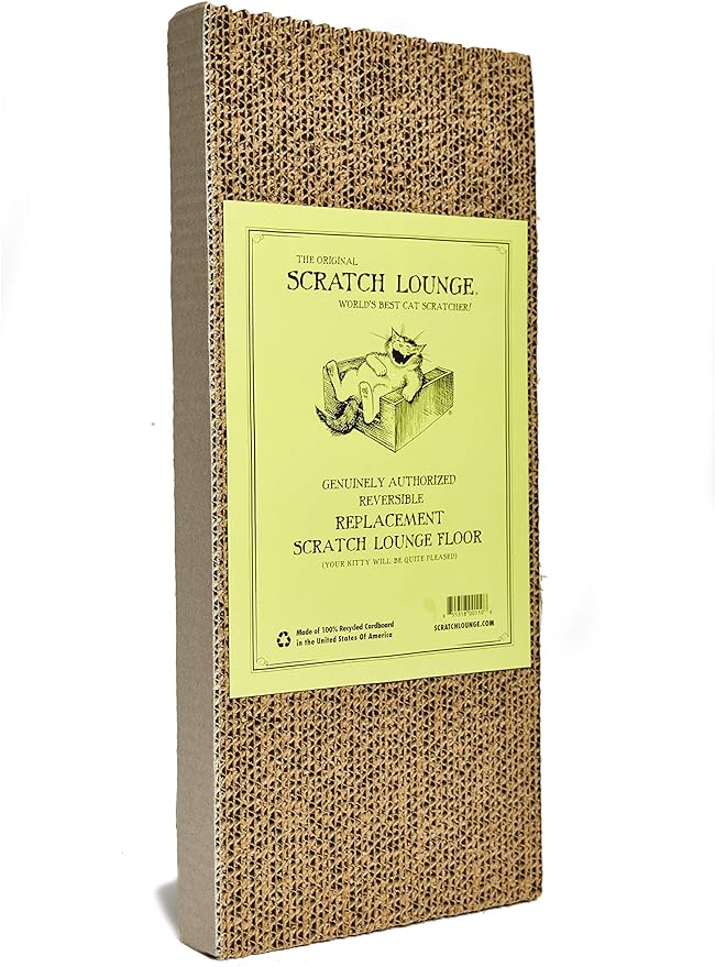 The Original Scratch Lounge XL - Reversible Cardboard Cat Scratcher with Floor and Side Replacement Refills and Catnip