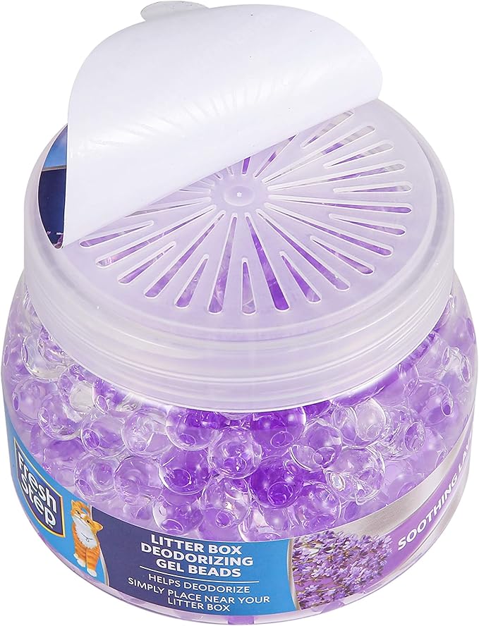 Fresh Step Litter Box Deodorizing Gel Beads in Soothing Lavender Scent | Deodorizing Gel Beads Air Freshener for Pet Smells from Litter Box | 12 oz Pet Odor Eliminating Gel Beads to Freshen Air