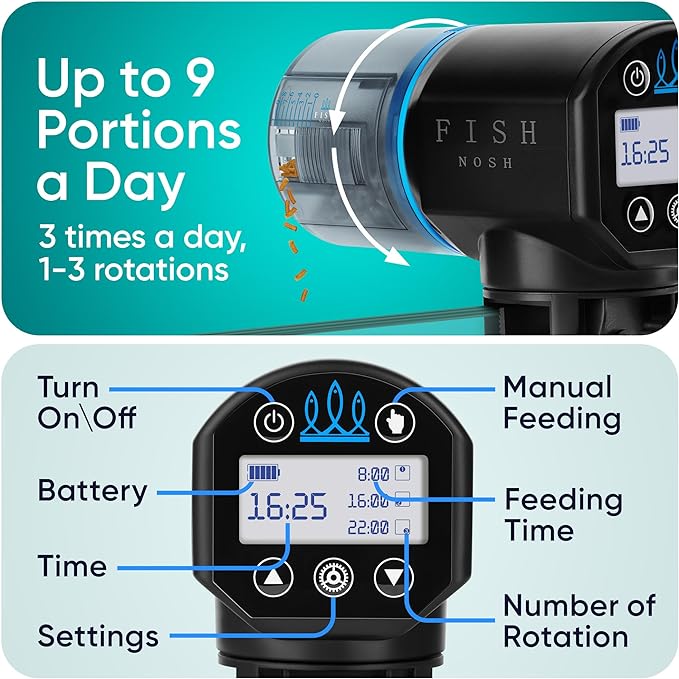 Automatic Fish Feeder for Aquarium - New Generation 2024, Auto Food Dispenser with Timer for Small Tank, Big Aquariums & Pond