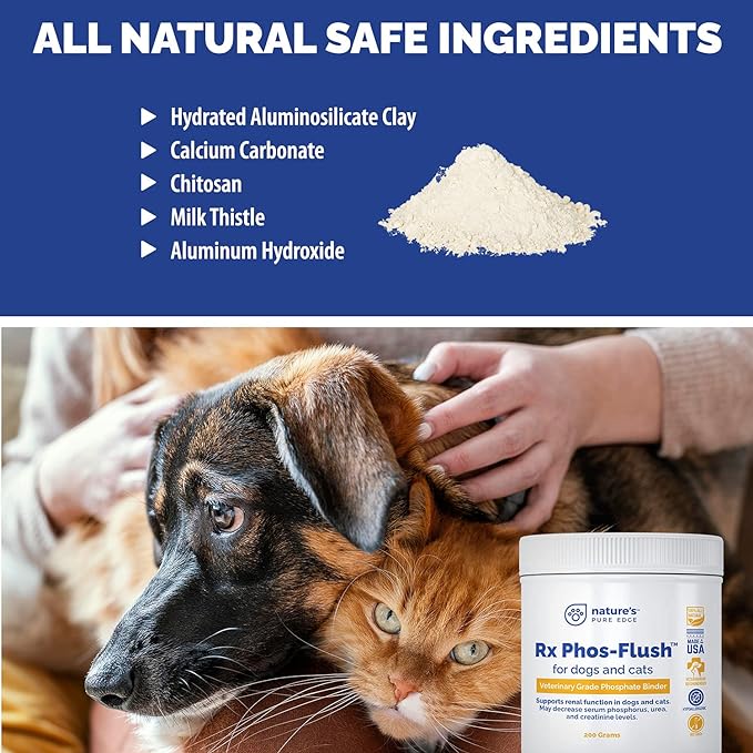 Rx Phos-Flush Phosphate Binder. Extra Large 200 Grams. Dog Kidney and Cat Kidney Support. Feline Urinary Tract Support. Compliments a Renal Failure Dog Food Diet or Cat Renal Support Diet.