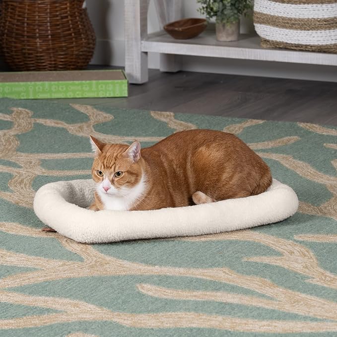Furhaven Dog Bed for Extra Small Dogs & Indoor Cats, 100% Washable, Sized to Fit Crates - Sherpa Fleece Bolster Crate Pad - Cream, Extra Small