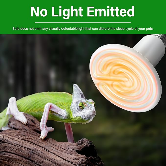 HealSmart Reptile Heat Lamp 150W Ceramic Heat Emitter, No Light Emitting Heat Bulbs for Amphibian Pet Brooder Coop Incubating Chicken, Lizard Bearded Dragon Turtle Snake Terrarium White