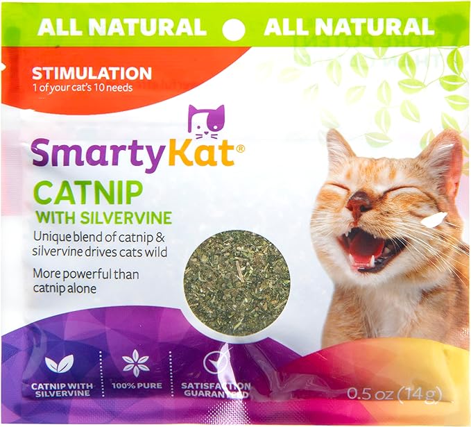 SmartyKat Catnip & Silvervine Blend for Cats & Kittens, Resealable Pouch - 0.5 Ounce