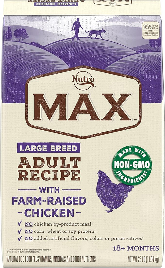 Nutro Max Large Breed Adult Recipe Dry Dog Food With Farm-Raised Chicken, 25 LB Bag