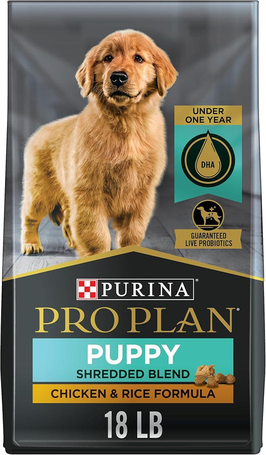 Purina Pro Plan High Protein Puppy Food Shredded Blend Chicken & Rice Formula - 18 lb. Bag