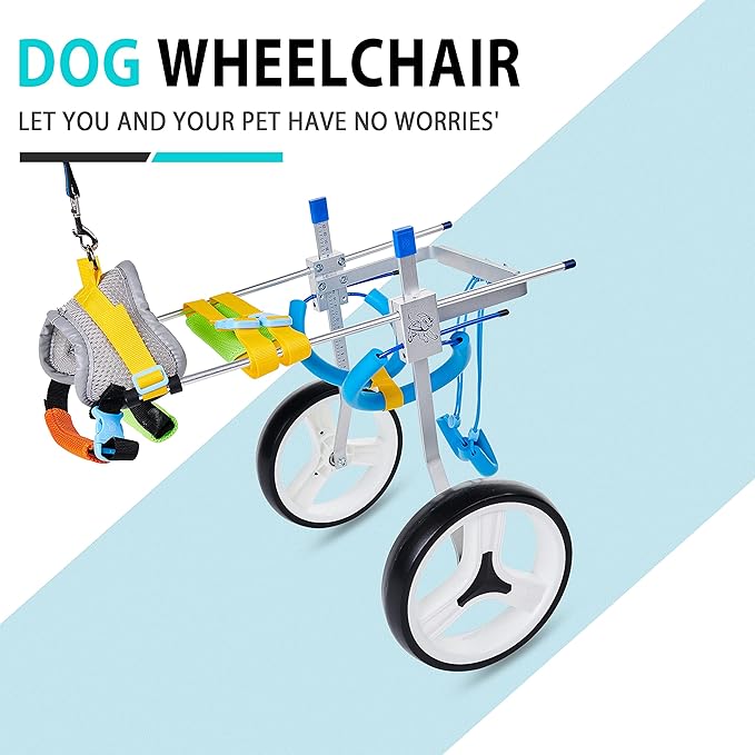 Adjustable Dog Wheelchair for Back Legs| Pet Wheelchairs with Disabled Hind Legs Walking|Stabel & Light Weight (7-Size) (M)