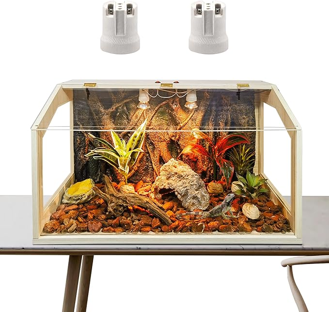 Bearded Dragon Tank, Reptile Enclosure, Snake Tank, Reptile Terrarium, Built-in Light Fixtures with Switch, 2024 Newest Upgrade (23 Gallon, 24" Long, Clear Acrylic Roof)