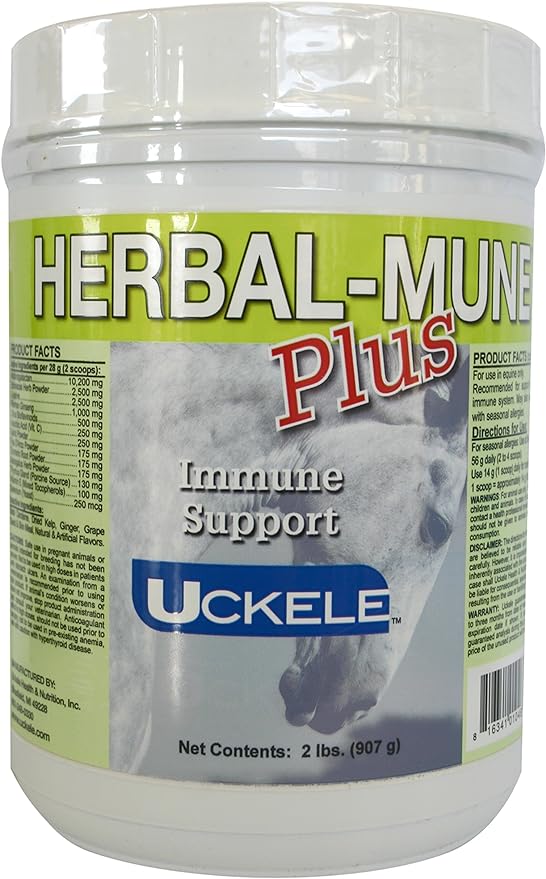 Uckele Herbal-Mune Plus Horse Supplement - Immune Support for Horses - Equine Vitamin & Mineral Supplement - 2 pound (lb)