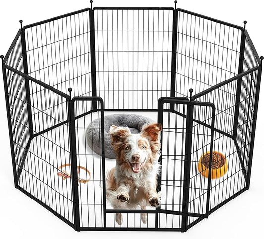 Simple Deluxe Dog Playpen, 40" Height 8 Panels Fence with Anti-Rust Coating, Metal Heavy Portable Foldable Dog Pen for Medium/Large Dogs RV Camping, Black